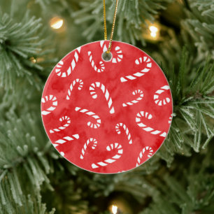 Abstrakt Watercolor Candy cane Mönster Julgransprydnad Keramik