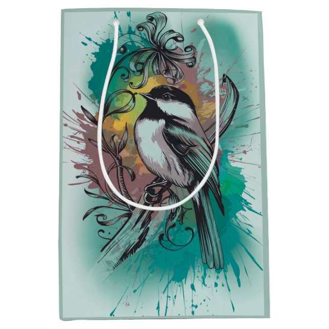 Abstrakt Watercolor Chickadee - Teal (Framsidan)
