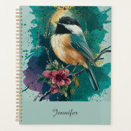 Abstrakt Watercolor Chickadee - Teal