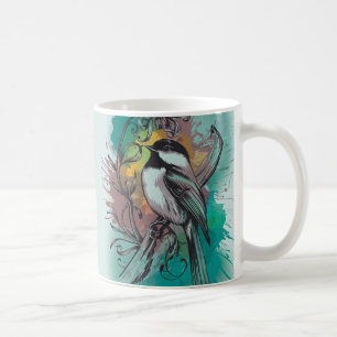 Abstrakt Watercolor Chickadee - Teal Mugg