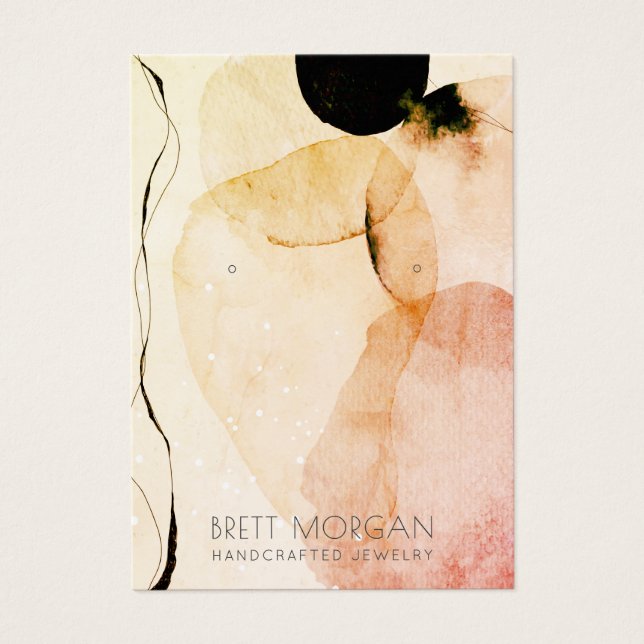 Abstrakt Watercolor Earring Jewelry Visning Cardss Visitkort (Framsidan)