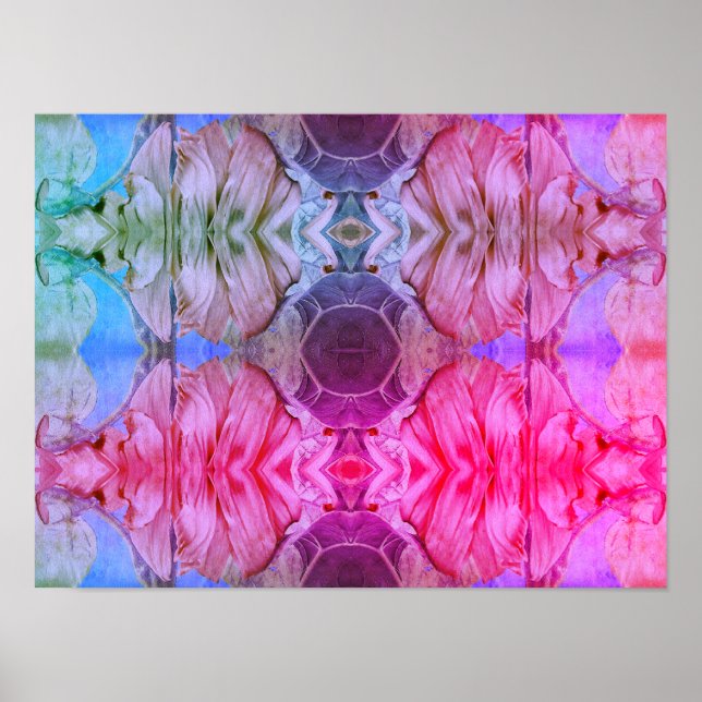 Abstrakt Watercolor Girly Rosa Blommigt Boho Mönst Poster (Framsidan)