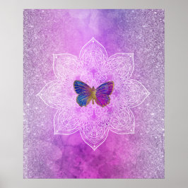 *~* Abstrakt Watercolor Glitter Mandala Butterfly Poster
