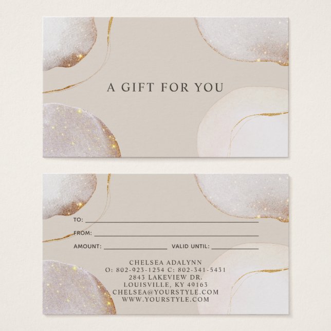Abstrakt Watercolor Glittering Luxury Gift Card Visitkort (Framsida & baksida)
