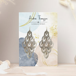 Abstrakt Watercolor Gold Foil Boho Earring Visning Visitkort