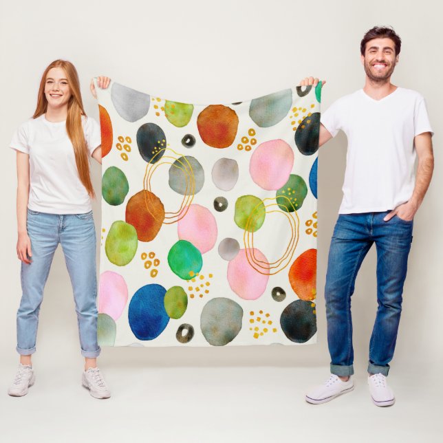 Abstrakt Watercolor Guld Glitter Art Fleecefilt (På plats)