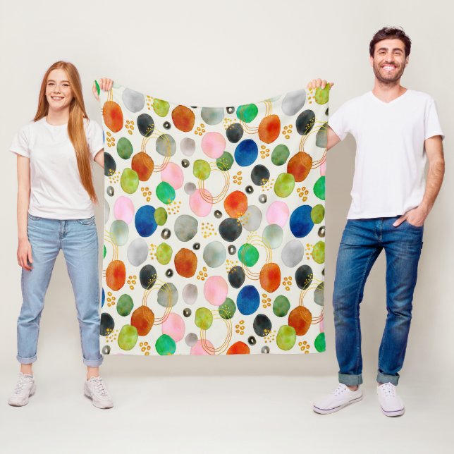 Abstrakt Watercolor Guld Glitter Art Fleecefilt (På plats)