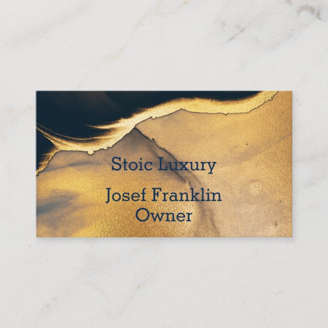 Abstrakt Watercolor Guld på marinblått Visitkort (Framsida)