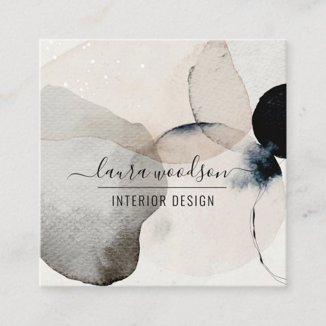 Abstrakt Watercolor Insida Designer Fyrkantigt Visitkort (Framsida)