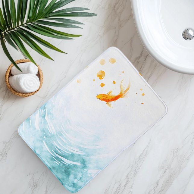 Abstrakt Watercolor Koi Fish Serenity Badrumsmatta (Skapare uppladdad)