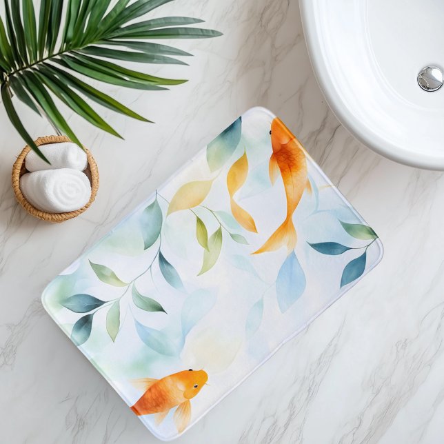 Abstrakt Watercolor Koi Fish Serenity Badrumsmatta (Skapare uppladdad)