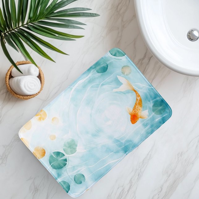 Abstrakt Watercolor Koi Fish Serenity Badrumsmatta (Skapare uppladdad)
