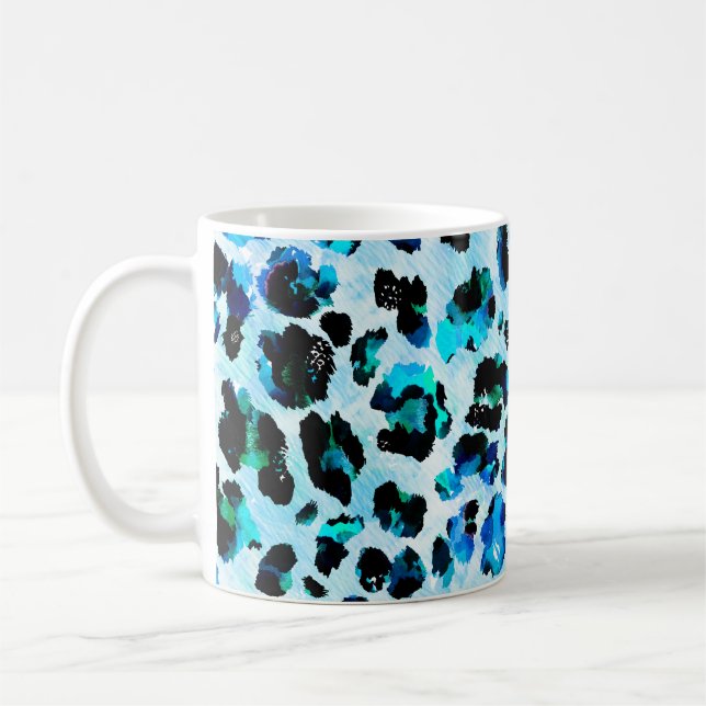 Abstrakt Watercolor Leopard Skin Mönster Kaffemugg (Vänster)
