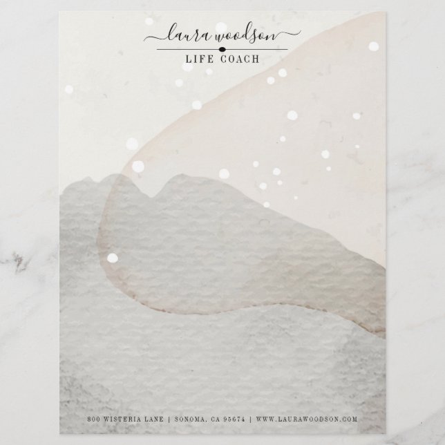 Abstrakt Watercolor Life Coach Letterhead Brevhuvud (Framsida)