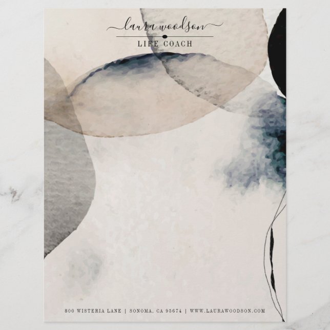 Abstrakt Watercolor Life Coach Letterhead Brevhuvud (Framsida)