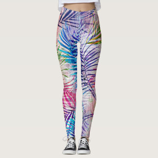 Abstrakt Watercolor Löv Allover Mönster Leggings
