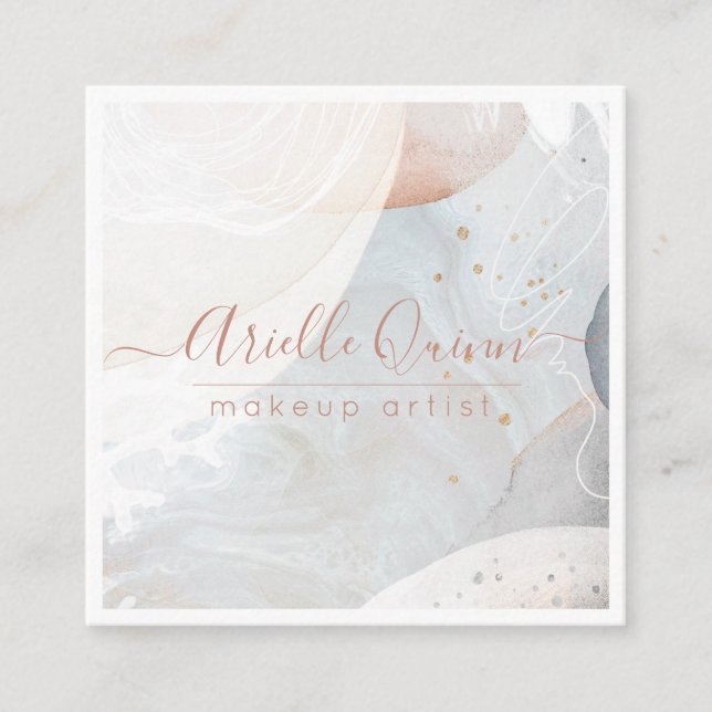 Abstrakt Watercolor Makeup Artist Fyrkantigt Visitkort (Framsida)