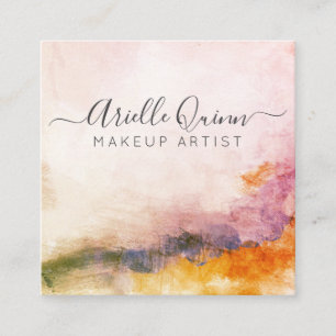 Abstrakt Watercolor Makeup Artist Fyrkantigt Visitkort