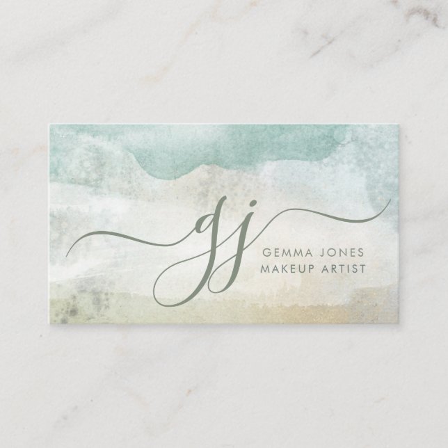 Abstrakt Watercolor Makeup Artist Visitkort (Framsida)