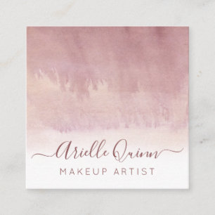 Abstrakt Watercolor Ombre Dusty Rosa Makeup Artist Fyrkantigt Visitkort