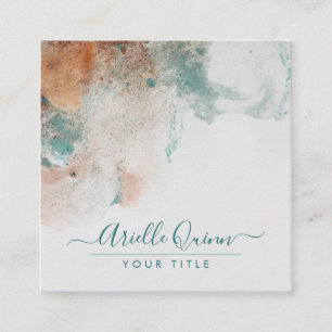 Abstrakt Watercolor Script Namn Fyrkantigt Visitkort