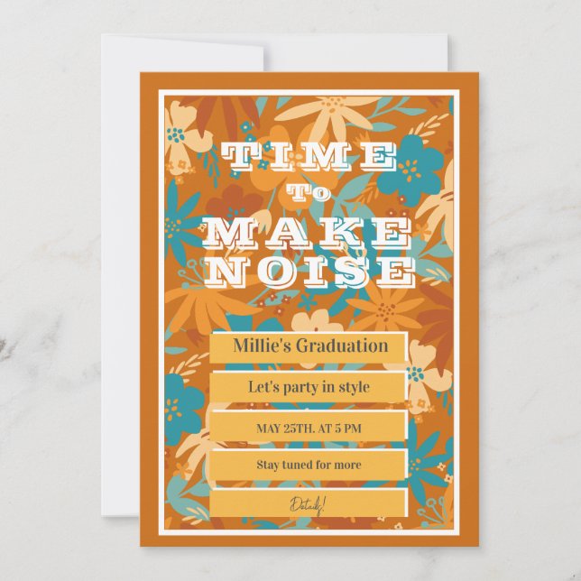 Abstrakt Watercolor Wildblomma Guld Studenten Meddelande (Framsida)