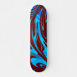 Abstrakt Wave Aqua Red Mini Skateboard Bräda 18,5 Cm