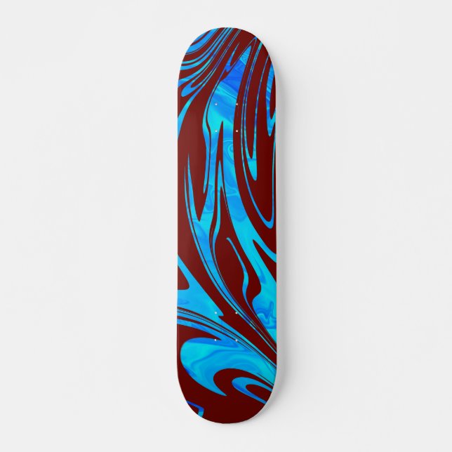 Abstrakt Wave Aqua Red Mini Skateboard Bräda 18,5 Cm (Framsida)