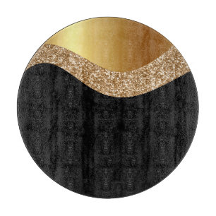 ABSTRAKT WAVE BLACK GULD TRAY CUTBOARD