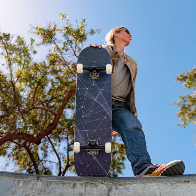 Abstrakt Wave & Geometry Mönster Mini Skateboard Bräda 18,5 Cm (Utomhus 1)