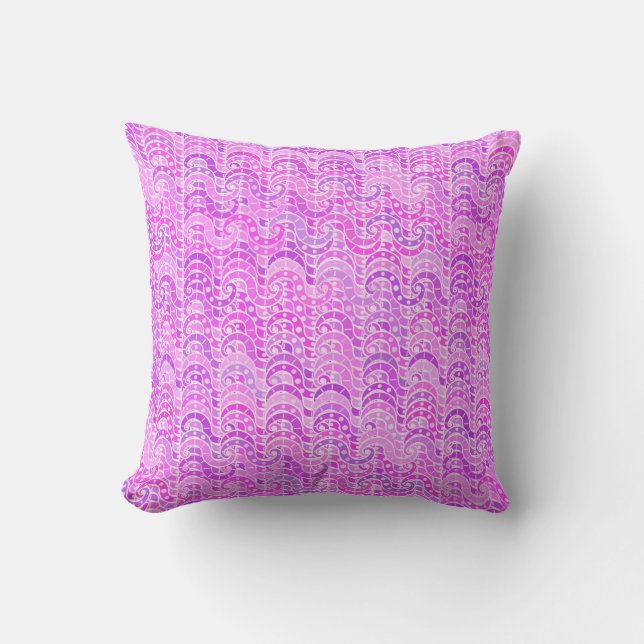 Abstrakt wave mönster - violet, lavender, orchid kudde (Framsida)