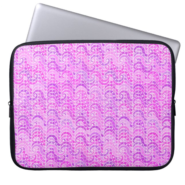Abstrakt wave mönster - violet, lavender, orchid laptop sleeve (Framsidan)