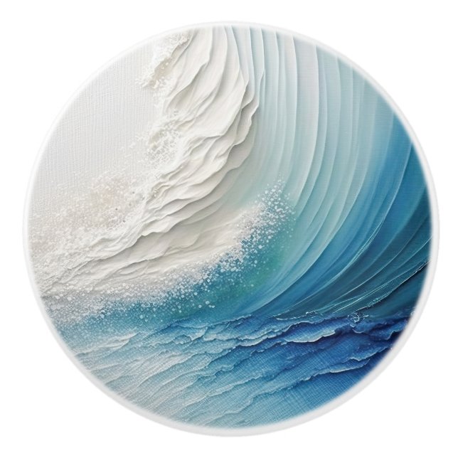 Abstrakt Wave Painting Ceramic Knob Knopp (Framsidan)