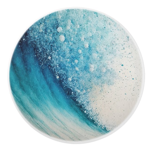 Abstrakt Wave Painting Ceramic Knob Knopp (Framsidan)