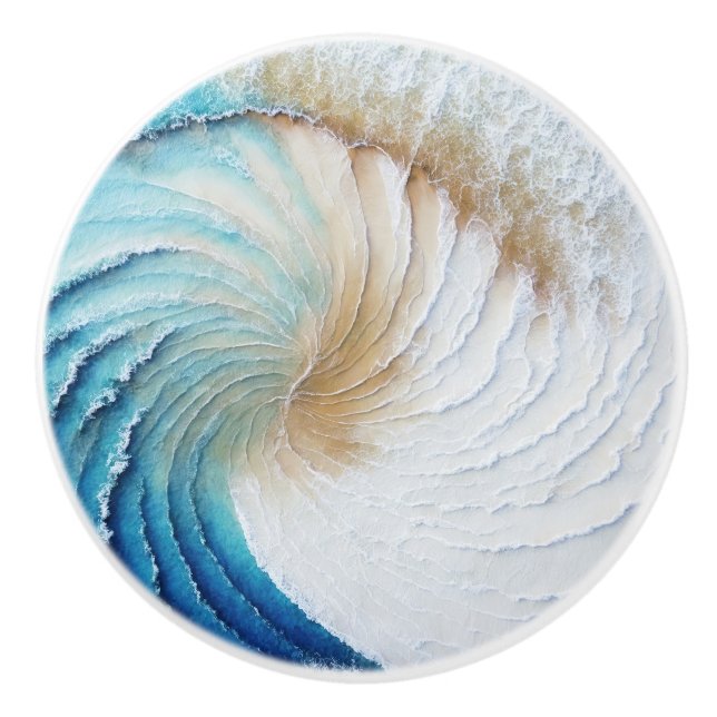 Abstrakt Wave Painting Ceramic Knob Knopp (Framsidan)