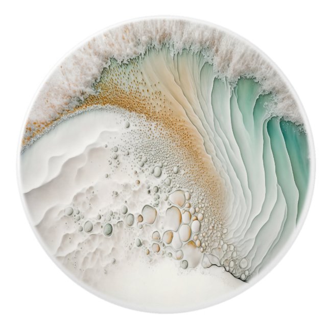 Abstrakt Wave Painting Ceramic Knob Knopp (Framsidan)