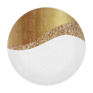 ABSTRAKT WAVE WHITE GULD TRAY CUTBOARD