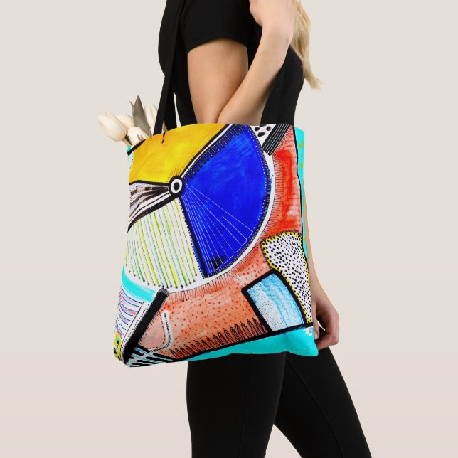 Abstrakt Wheel Tote Bag Tygkasse (Närbild)