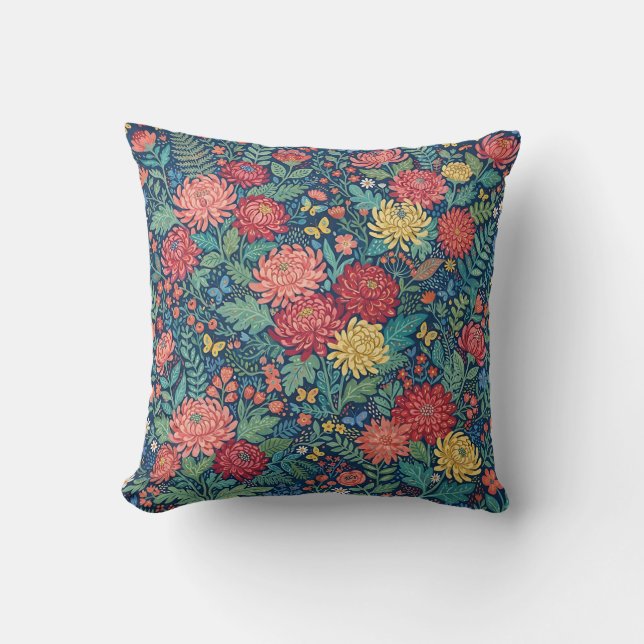 Abstrakt Whimsical Chrysanthemums Kastkudde Kudde (Framsida)