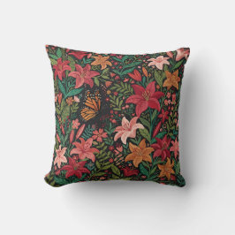 Abstrakt Whimsical Lilies Fjäril Kuddslang Kudde
