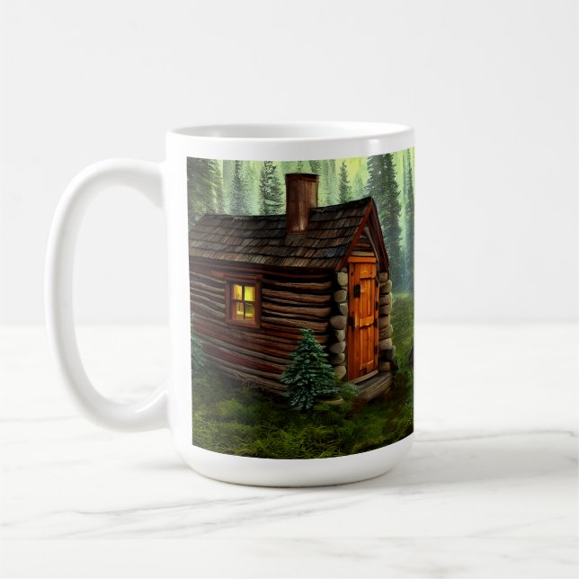 Abstrakt Whimsical Little Hunting Cabin Kaffemugg (Vänster)