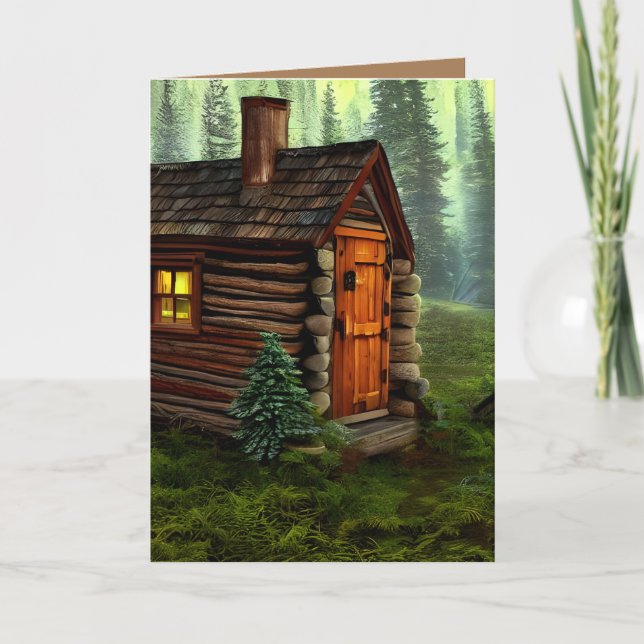 Abstrakt Whimsical Little Hunting Cabin Tack Kort (Framsida)