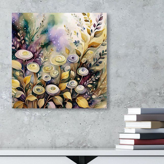 Abstrakt Whimsical Watercolor Garden Canvastryck (Skapare uppladdad)