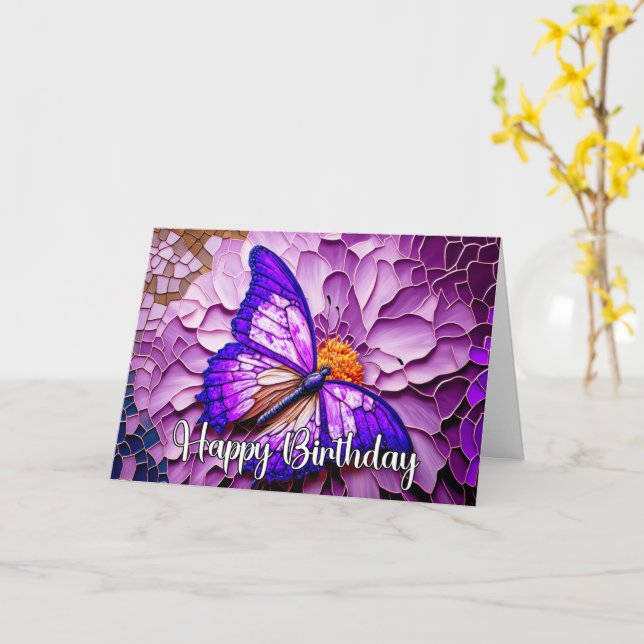 Abstrakt Whimsique Butterfly Grattis på födelsedag Kort (Gul blomma)