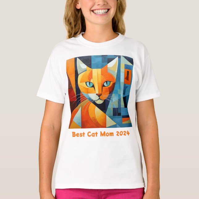 Abstrakt Whiskers: Best Cat Mamma T Shirt (Framsida)