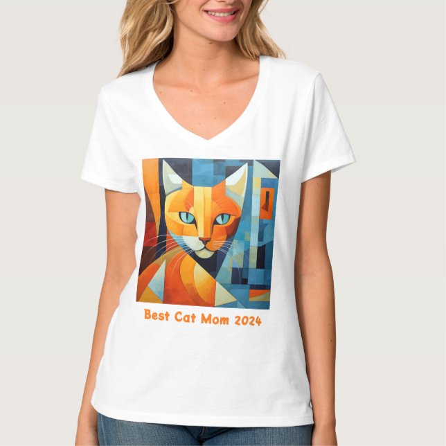 Abstrakt Whiskers: Best Cat Mamma T Shirt (Framsida)