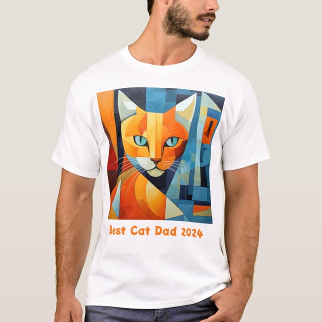 Abstrakt Whiskers: Best Cat Pappa T Shirt (Framsida)