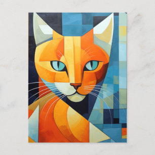 Abstrakt Whisky: Orange Cat Helg Vykort