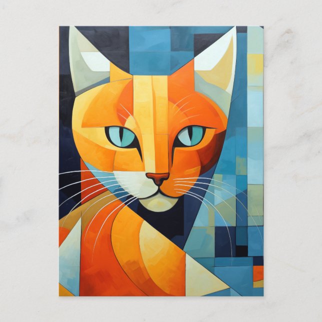 Abstrakt Whisky: Orange Cat Helg Vykort (Framsida)