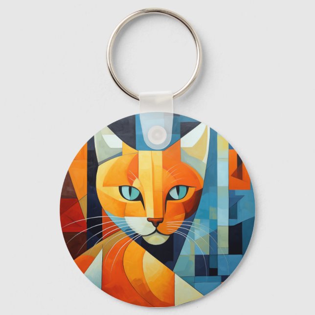 Abstrakt Whisky: Orange Cat Nyckelring (Framsida)